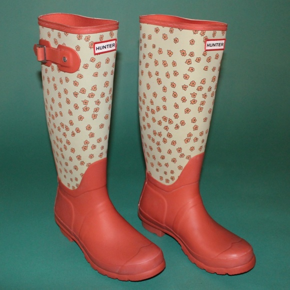 hunter floral rain boots